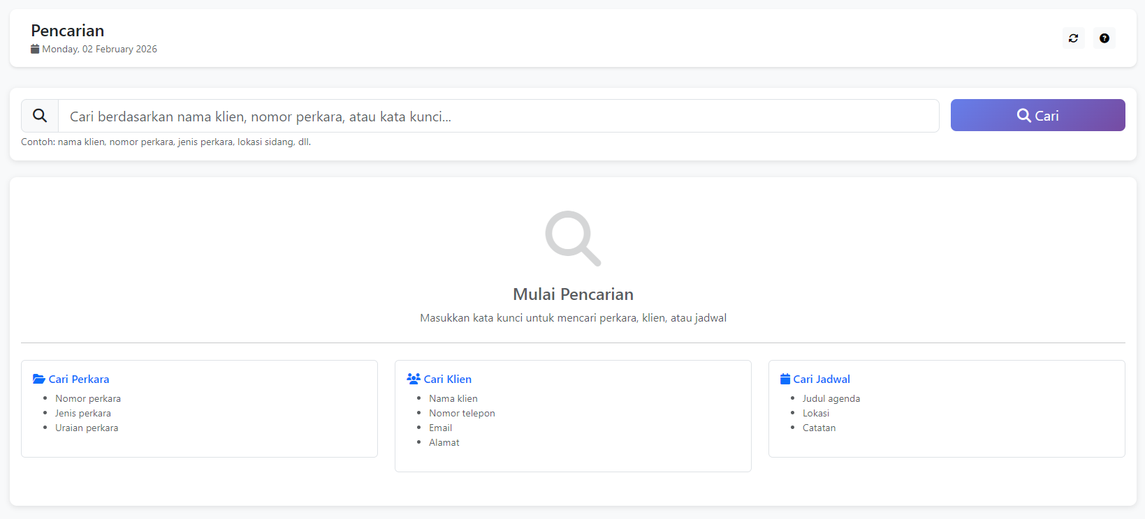 Aplikasi Manajemen Perkara Hukum Untuk Lawyer/Pengacara