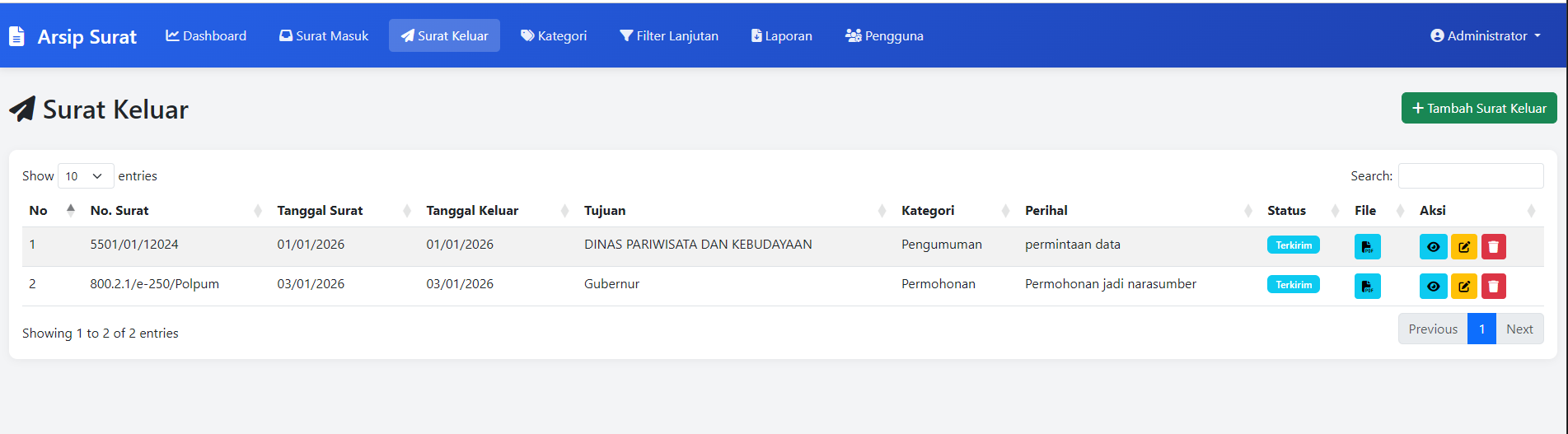 Aplikasi Arsi Surat