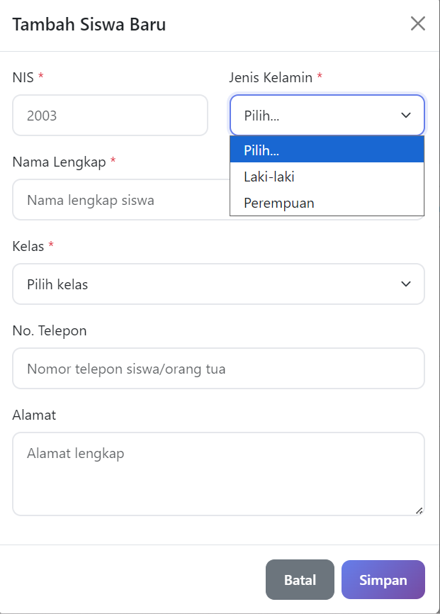 Aplikasi Pelanggaran Siswa di Sekolah