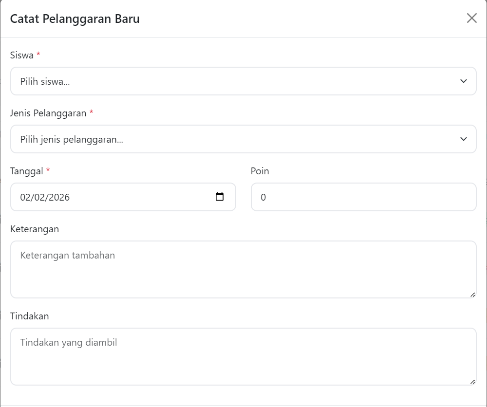 Aplikasi Pelanggaran Siswa di Sekolah